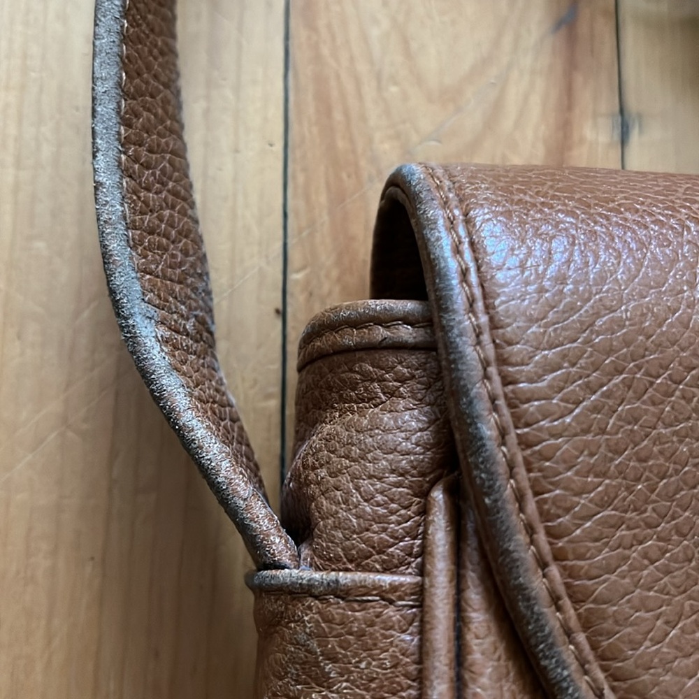 LANCEL vintage tan brown leather logo buckle purse, historic French luxury - Picture 8 of 12